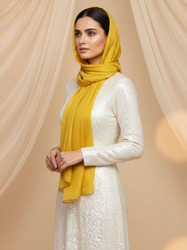 Soft Tissue Silk Hijab - Mustard Yellow